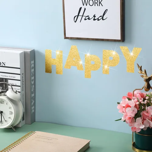 Miniatura 5 de Harloon 232 piezas de 24 hojas de letras grandes con purpurina, letras del alfabeto con letra grande, kit de letras autoadhesivas para buzón, Dorado