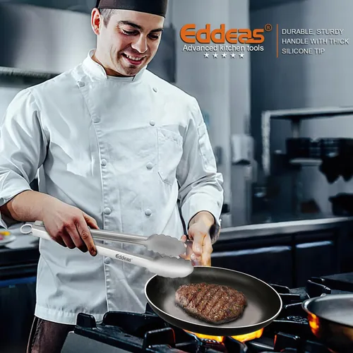 Miniatura 5 de Eddeas 2 piezas pinzas de cocina de 12 pulgadas - Pinzas resistentes al calor de 600 grados para cocinar, pinzas de metal resistente para alimentos