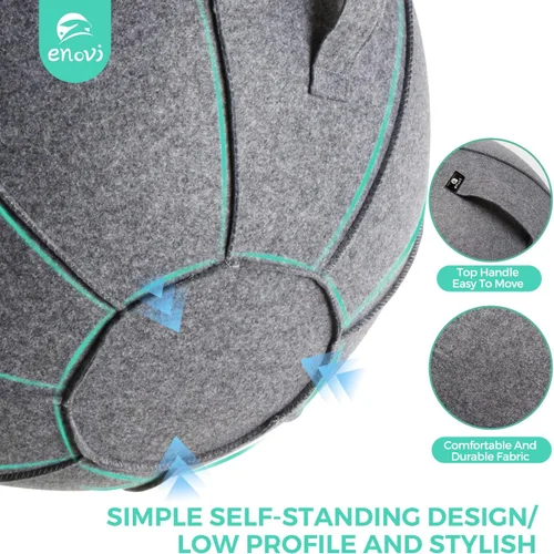 Miniatura 4 de Silla de bola Lite, pelota de yoga con funda para escritorio de oficina en casa, pelota de estabilidad y asiento de bola de equilibrio para aliviar