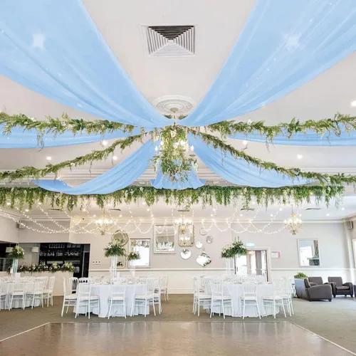 Miniatura 2 de Cortinas de techo azul bebé para bodas, 4 paneles de 20 pies, cortinas para techo, tela de drapeado de arco de boda, tela de tul para drapear techo