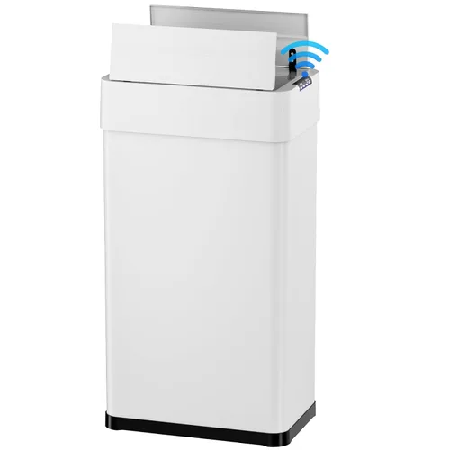 Miniatura 11 de Basurero automático con sensor de movimiento sin contacto de 13.2 galones, cubo de basura inteligente con tapa de cierre suave, anillo de retención