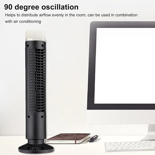 Miniatura 6 de Ventilador de torre sin aspas, circulador de aire oscilante, rotación de 90 grados, alimentado por USB, funcionamiento silencioso para dormitorio