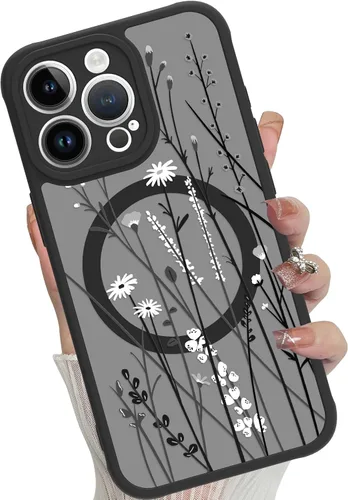 Miniatura 47 de Funda magnética para iPhone 17 Pro [compatible con MagSafe], bonita funda de moda con estampado de leopardo negro, translúcida, mate, parte trasera