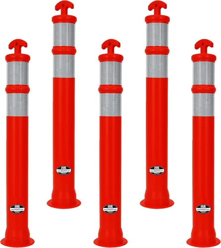 Miniatura 6 de RK DPOST2T - Poste delineador portátil de polietileno con base de goma octogonal de 13 libras, altura de 42 pulgadas de altura (juego de 4, naranja)