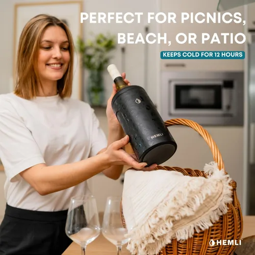Miniatura 5 de Funda Aislante Refrigeradora para Botellas de Vino, Mantiene el Vino y el Champán Fríos durante 12 Horas, Enfriador de Botellas de Vino Aislado al