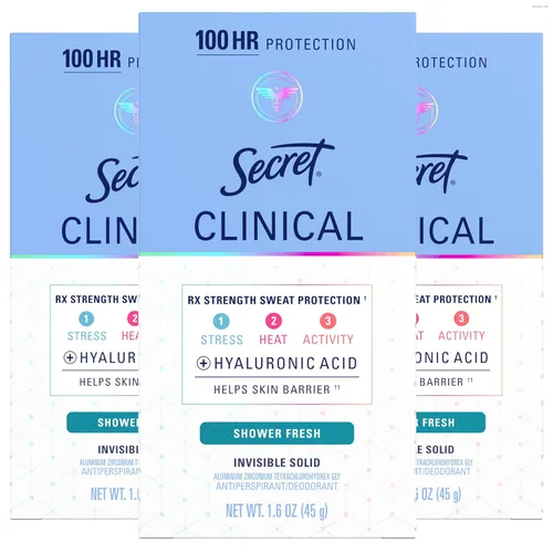 Miniatura 12 de Secret Clinical Strength - Desodorante antitranspirante para mujer, protección contra el estrés 3X, protección contra el sudor y el olor 72 horas