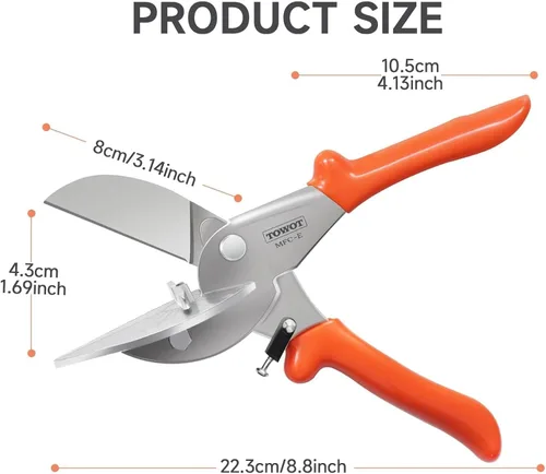Miniatura 2 de TOWOT Tijera de corte de inglete multiángulo afilada, ajustable de 45 a 135 grados con bloqueo de seguridad, herramientas de mano para cortar