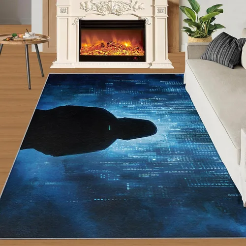Miniatura 2 de Cyberpunk - Alfombras para dormitorio, alfombra de área Cyberpunk Hacker, alfombras futuristas para sala de estar, alfombra antideslizante