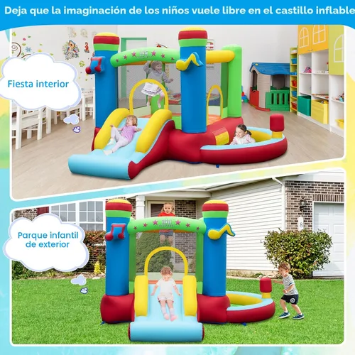 Miniatura 2 de Casa de rebote inflable BOUNTECH con pozo de bolas, casa hinchable para niños en interiores y exteriores con gran área de salto, aro de baloncesto