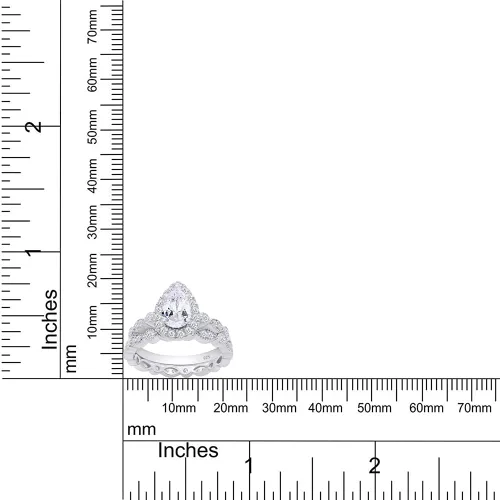 Miniatura 6 de Juego de anillos de compromiso de oro de plata de ley 925 de 1.4 quilates, anillo de compromiso con halo de diamante de moissanita
