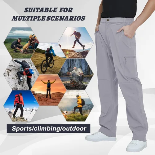 Miniatura 7 de MEETYOO Pantalones cargo de senderismo para hombre, impermeables, tácticos, ligeros, elásticos, para acampar