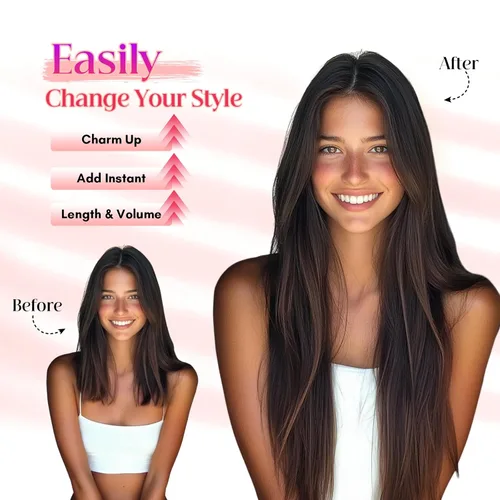 Miniatura 5 de Extensiones de cabello halo Rich Choices de pelo humano 100% Remy con alambre invisible en extensiones de cabello, pieza única, secreta, con línea