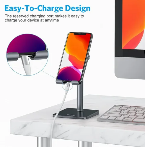 Miniatura 4 de OMOTON Soporte para teléfono celular, altura de ángulo ajustable, soporte de escritorio para iPhone Air/17 Pro Max/ 11 Pro/XS Max/XR, Samsung Galaxy