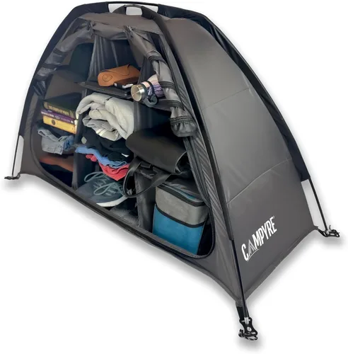 Organizador de camping para tienda de campaña y RV con solapa con cremallera, almacenamiento de 9 estantes. Organizador de zapatos para RV,