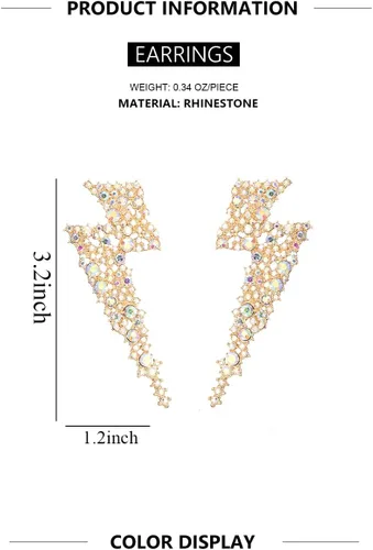 Miniatura 6 de Aretes colgantes con forma de rayo de cristal, para mujer, colección KELMALL