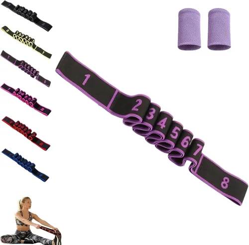 Miniatura 13 de Banda de resistencia de fitness para estiramiento y yoga, ejercicio de tirador de moda, banda elástica multifunción de resistencia de yoga