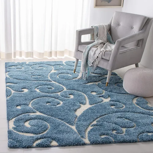 Miniatura 10 de SAFAVIEH - Colección Florida Shag SG455, alfombra afelpada de 8 pies x 10 pies, diseño de vides enrolladas y espirales elegantes, 1.2 pulgadas