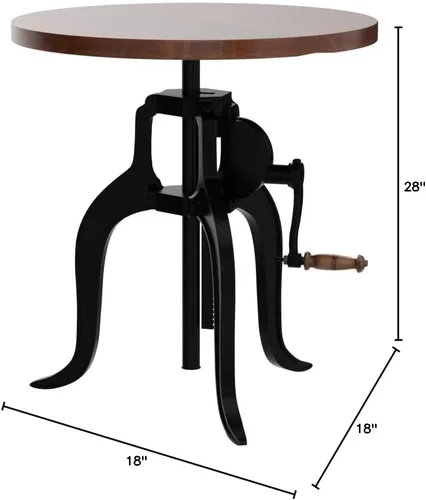 Miniatura 10 de Carolina Chair & Table Mesa auxiliar rústica con manivela ajustable de 18 pulgadas, base de hierro fundido para granja, sala de estar o dormitorio