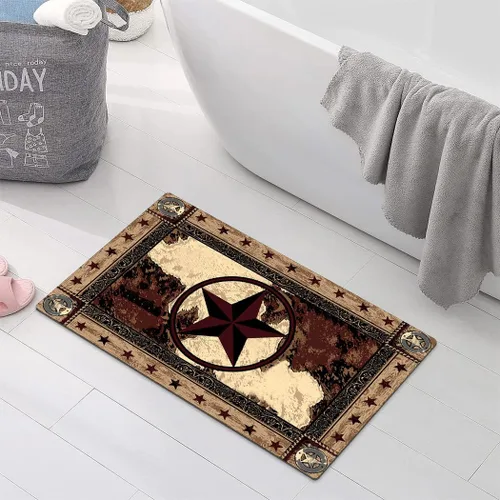 Miniatura 7 de HommomH Alfombras de baño antideslizantes, color negro, súper absorbentes, para baño, 24 x 17 pulgadas, marrón estrella del oeste de Texas
