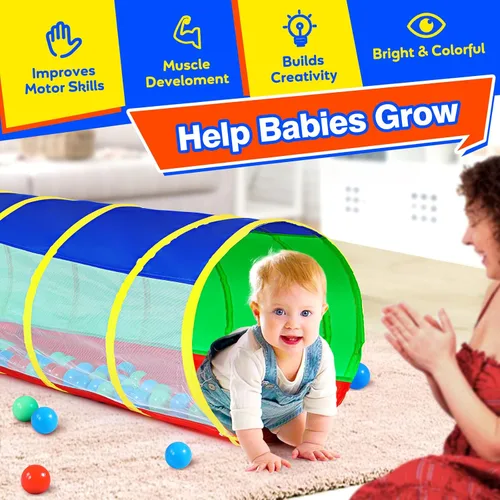 Miniatura 2 de Hoohtoot Los niños gatean a través del túnel de juego, túnel de juego desplegable para bebés para niños, tienda de campaña de juguete para niñas