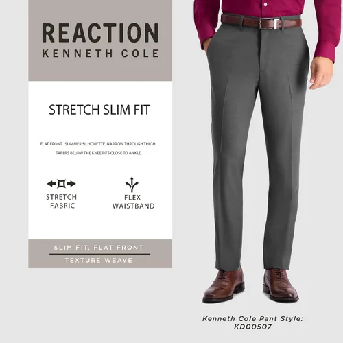 Miniatura 5 de Kenneth Cole REACTION Pantalón de vestir ajustado de tejido elástico para hombre