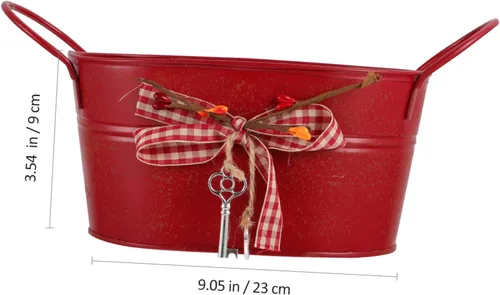 Miniatura 2 de Cubo de almacenamiento de jardín Love Lock Oval Tin Bucket Flower Arrangement Container