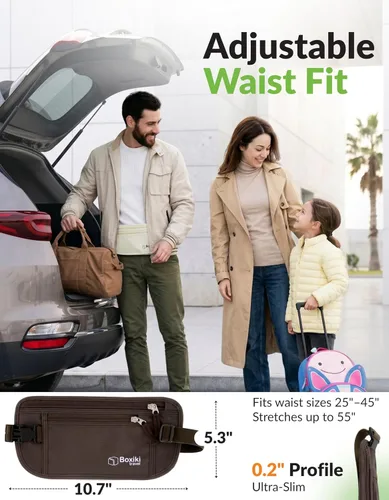 Miniatura 6 de Cinturón de dinero con bloqueo RFID para viajes – Cartera de viaje oculta ultracómoda, liviana y resistente al agua con correa ajustable – Portador
