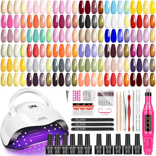 Miniatura 10 de Kit de esmalte de uñas de gel con lámpara de uñas UV, kit de uñas de gel para remojar, base y capa superior, juego de herramientas para uñas