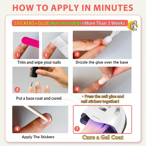 Miniatura 7 de KQueenest 30 PIEZAS Uñas Postizas Vino Rojo Oscuro, Uñas Cortas y Medianas Cuadradas, Uñas Acrílicas Burgundía, Uñas Postizas de Color Sólido, Uñas