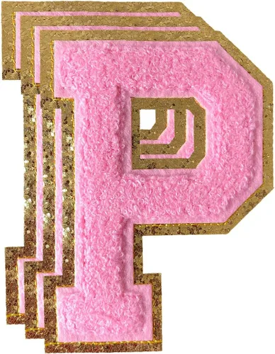 Miniatura 43 de 3 parches de números de chenilla negra, tamaño grande de 4-1/2" parches de números para planchar, parches universitarios para ropa, 8" Borde oro rosa