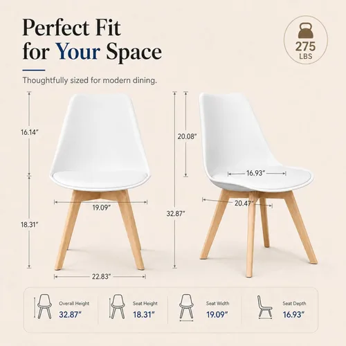 Miniatura 3 de Juego de 8 sillas de comedor, modernas sillas de comedor tapizadas con asiento acolchado de piel sintética, sillas de cocina sin brazos con respaldo