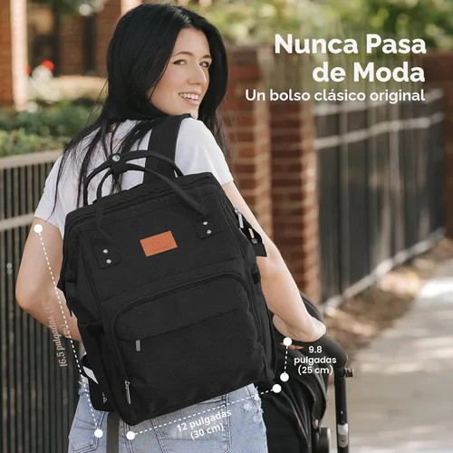 Miniatura 2 de KeaBabies - Mochila pañalera grande impermeable para viajes Color negro.
