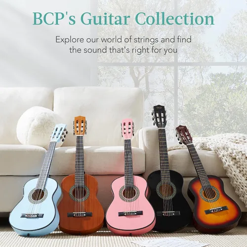 Miniatura 7 de Best Choice Products Kit de iniciación de guitarra acústica para niños de 30 pulgadas con afinador eléctrico, correa, funda, cuerdas, capo- Sunburst
