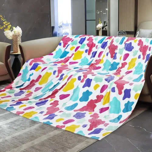 Miniatura 30 de HSEEC Manta de felpa azul con estampado de vaca, manta pequeña de franela de forro polar suave para sofá, 40 x 50 pulgadas