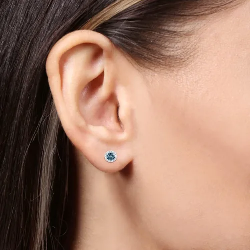 Miniatura 18 de Aretes de tuerca de diamantes naturales y piedras preciosas genuinas de 0.197 in en oro blanco de 14 quilates
