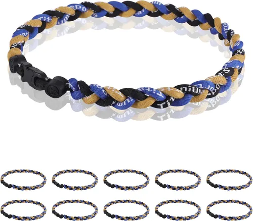 Miniatura 17 de Paquete de 12 Collares de Béisbol de 18 Pulgadas, Regalo de Equipo para Fanáticos de Béisbol, Diseño de Cuerda Tornado de Titanio Triple Trenzado