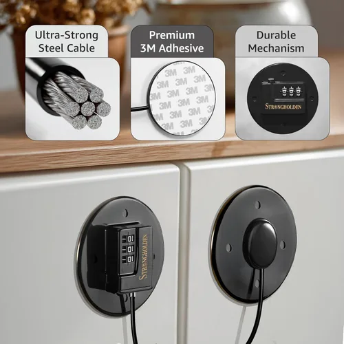 Miniatura 5 de Combinación de cerradura para refrigerador, a prueba de niños, bloqueo de congelador a prueba de niños, cuida a tu familia con cerraduras