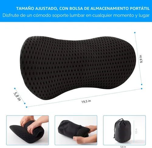 Miniatura 7 de Almohada lumbar, almohada de apoyo lumbar de espuma viscoelástica para silla de oficina y asiento de automóvil, almohada de apoyo para aliviar