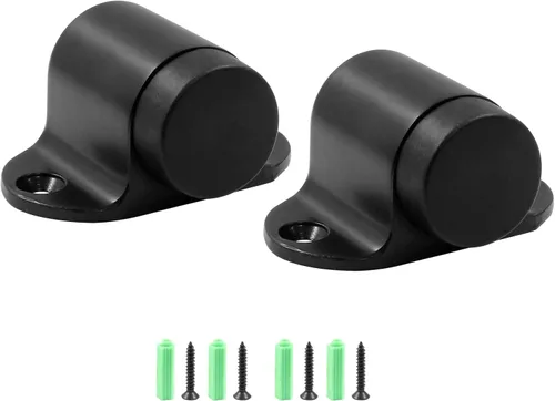 Miniatura 10 de Tope de piso resistente de 1.3 Pulgadas / 33mm, tope de puerta de montaje en el piso con tapón de goma silencioso, acabado cepillado de acero