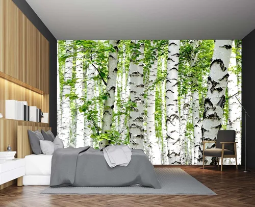 Miniatura 19 de Mural de pared de picos de montaña y bosque para dormitorio, sala de estar, papel tapiz para decoración 158" x 110" (no autoadhesivo)