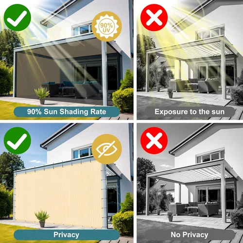 Miniatura 5 de Shade&Beyond - Tela de sombra con 90% de protección solar y ojales, toldo para pérgola, protector solar de lona de malla para patio, exteriores