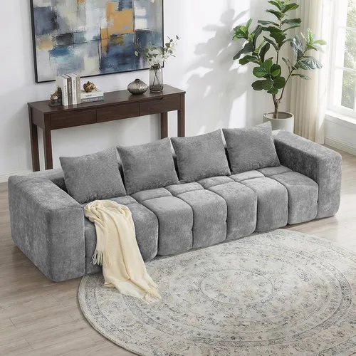 Miniatura 23 de Sofá biplaza modular sin huesos de 78.7 pulgadas, sofá de nube copetudo con asiento profundo, sofá de felpilla para sala de estar, sofá comprimido