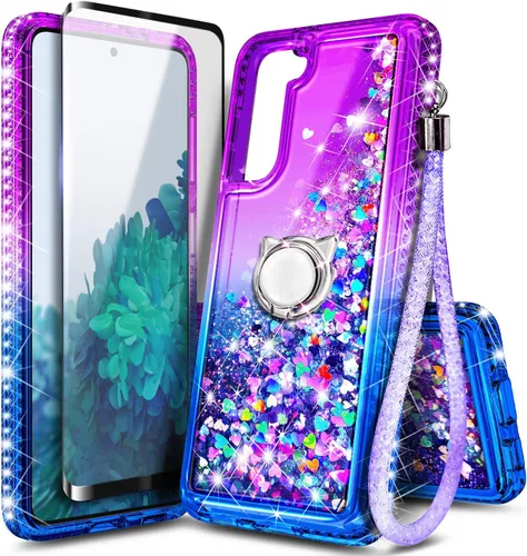 Miniatura 62 de NGB Diseñada para funda Samsung Galaxy Note 10+ (Plus), Rosa/Aguamarina Funda con Purpurina Líquida Brillante Linda para Mujeres Niñas Niños