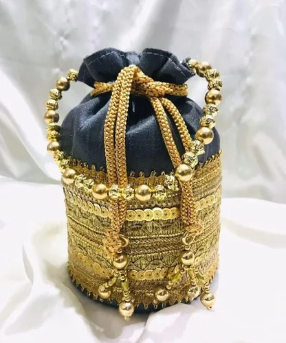 Miniatura 2 de Bolsos Potli de seda bordados a mano para mujer Para salidas nocturnas bodas y fiestas con cordón