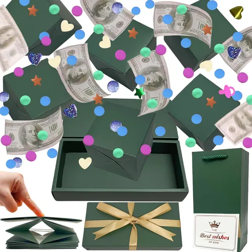 Miniatura 17 de JINSTABAG Caja sorpresa caja de regalo para dinero, cajas de regalo plegables únicas con confeti, caja de regalo sorpresa explosión para cumpleaños