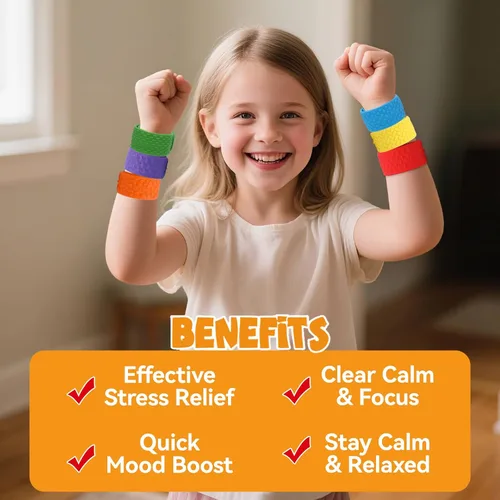 Miniatura 5 de Paquete de 6 pulseras sensoriales de bofetada, juguetes sensoriales de silicona texturizada para niños con autismo y TDAH, juguetes para el aula