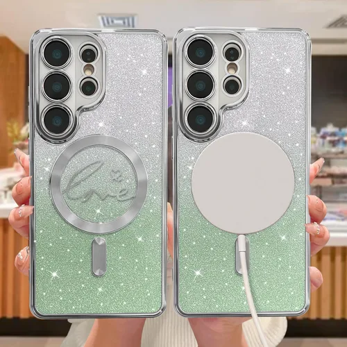 Miniatura 159 de ZONRW - Funda para Samsung Galaxy S22 Ultra magnética, para mujeres y niñas, cubierta trasera suave, lujosa, con corazón de amor, bling, degradado