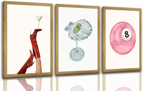 Miniatura 25 de Juego de 3 arte de pared de dados de póker enmarcados en blanco y negro, impresiones en lienzo estéticas retro Y2K, fotos de póster rosa de moda