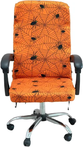 Miniatura 9 de Fundas para silla de oficina de Halloween, huellas de manos sangrientas, huellas sobre tema de terror negro, funda elástica para estilo moderno