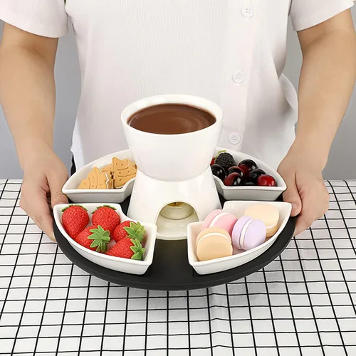 Miniatura 8 de BSTKEY Juego de calentador de mantequilla de cerámica de 10.1 fl oz con paleta de madera, juego de ollas para fondue, juego de cuencos para derretir